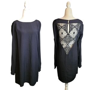 Twelfth Street by Cynthia Vincent Black Long Sleeve Lace Back Dress Size Medium